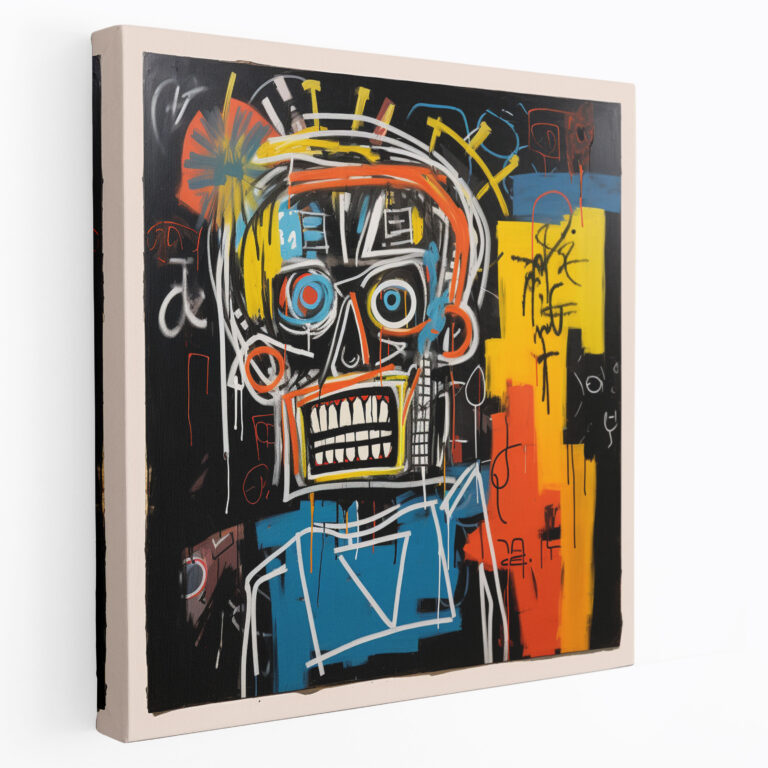 Basquiat-Inspired Canvas Wall Decoration - Basquiat, Passion, Raw Style, Intense Colors