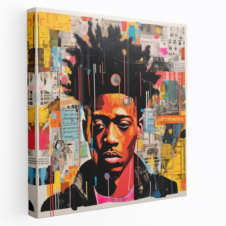 Basquiat Canvas Print - Abstract Mixed Media Collage With Texts And Images - Basquiat, Wall Art, Basquiat, Canvas Print