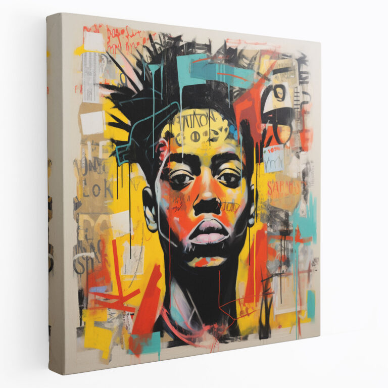Basquiat Wall Art - Mixed Media Canvas Print - Basquiat, Artistic Depth, Home Decoration, Canvas Print