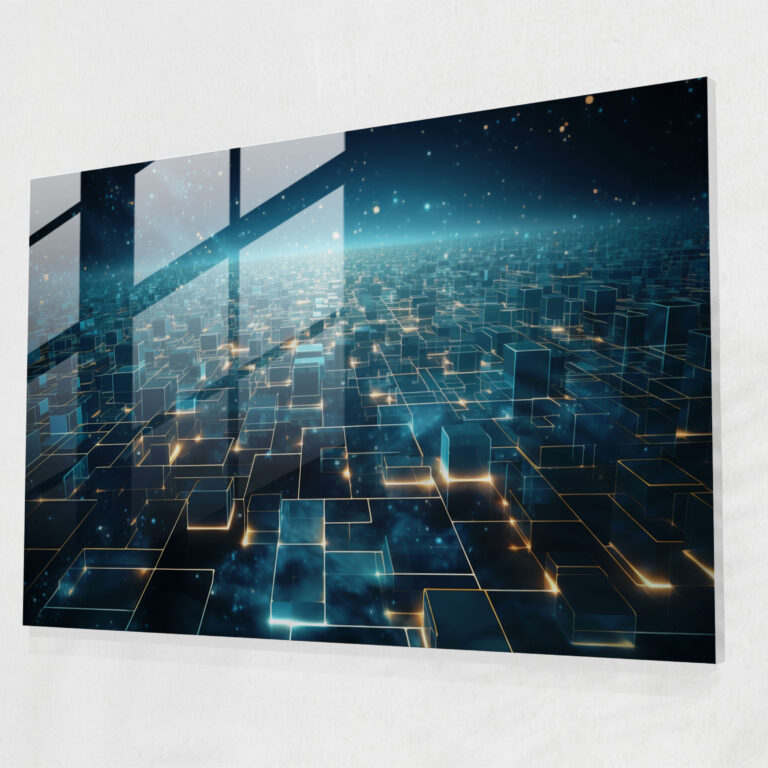Blockchain Glass Print - Blockchain, Blockchain Technology, Futuristic, Modern Art