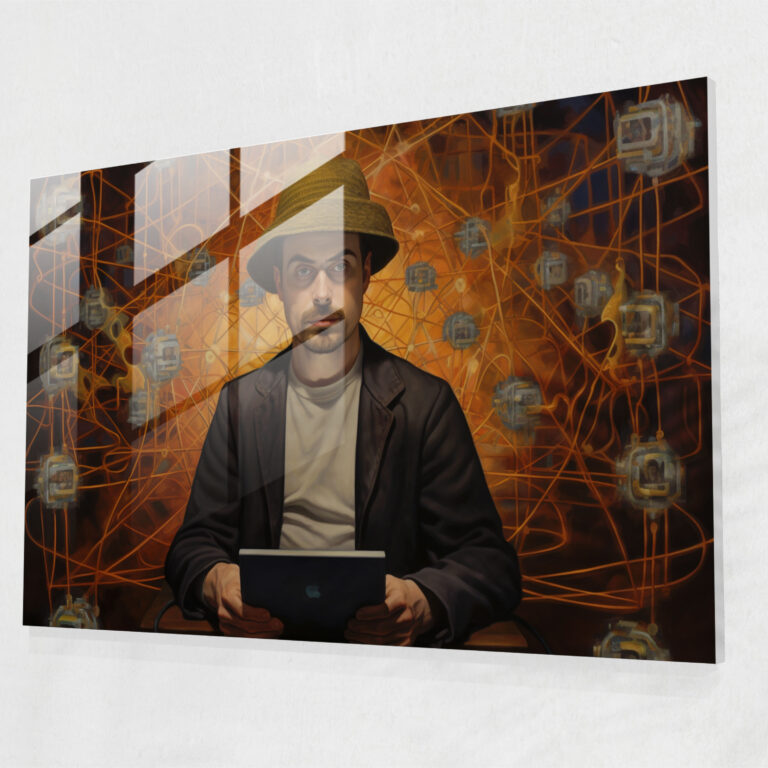 Blockchain Wall Decoration - Blockchain, Realistic Oil Painting, Essence Of Blockchain Pioneers, Glass Art
