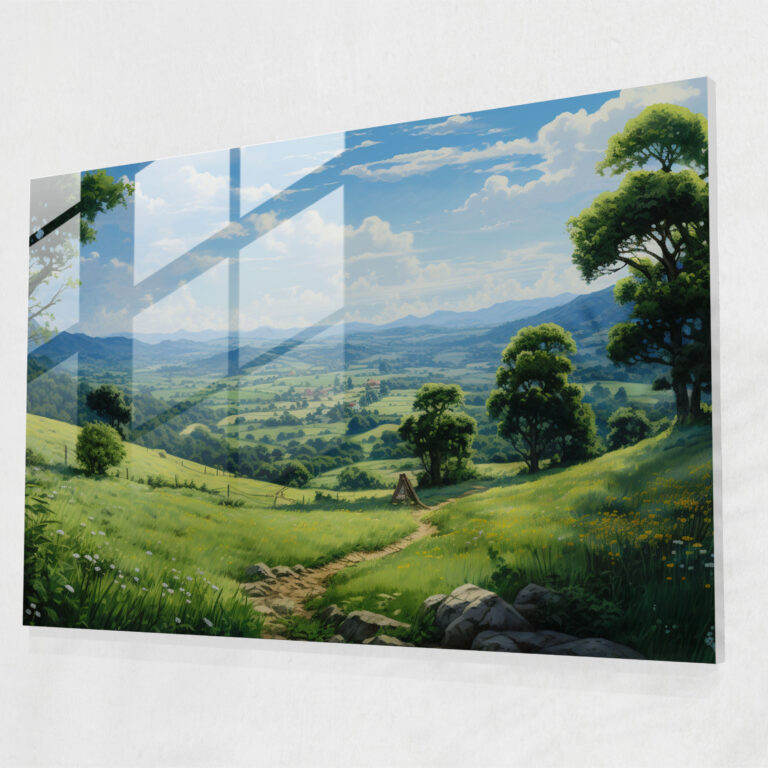 Blockchain Glass Print - Blockchain, Impressionist Landscape Painting, Glass Wall Art, Modern Art