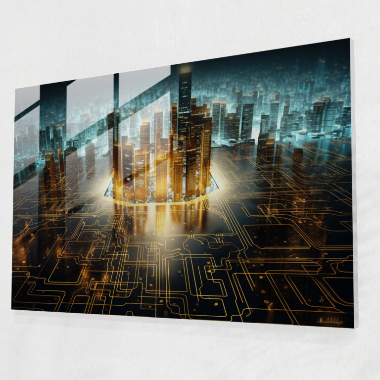 Blockchain Glass Print - Blockchain, Blockchain, Glass Print, Mosaic-Inspired Artwork