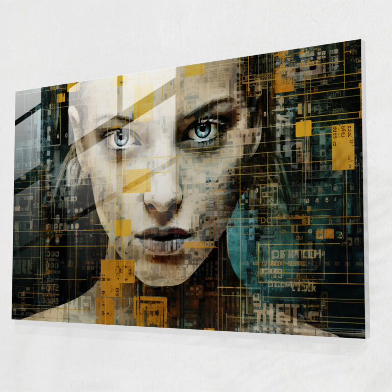 Blockchain Glass Wall Art - Blockchain, Contemporary, Wall Decoration, Modern Art