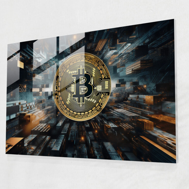 Blockchain Modern Art - Blockchain, Home Decoration, Blockchain-Related Imagery, Glass Wall Art
