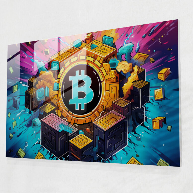Blockchain Glass Print - Blockchain, Glass Wall Art, Blockchain Elements, Modern Art