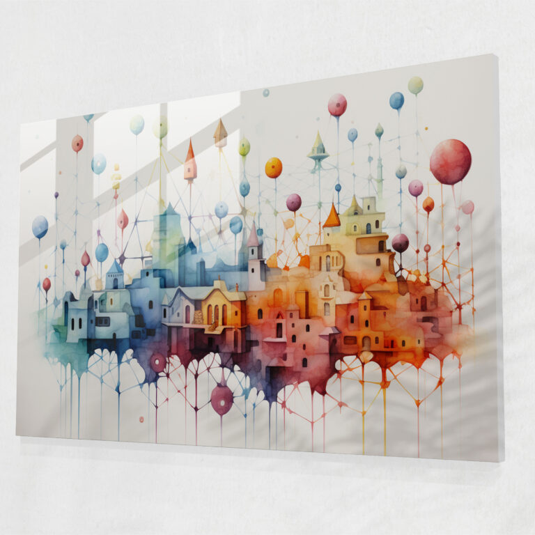Blockchain Glass Wall Art - Blockchain, Decentralized Network, Glass Wall Art, Modern Art