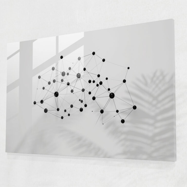 Blockchain Glass Wall Art - Blockchain, Intricacy, Complex Network, Minimalist