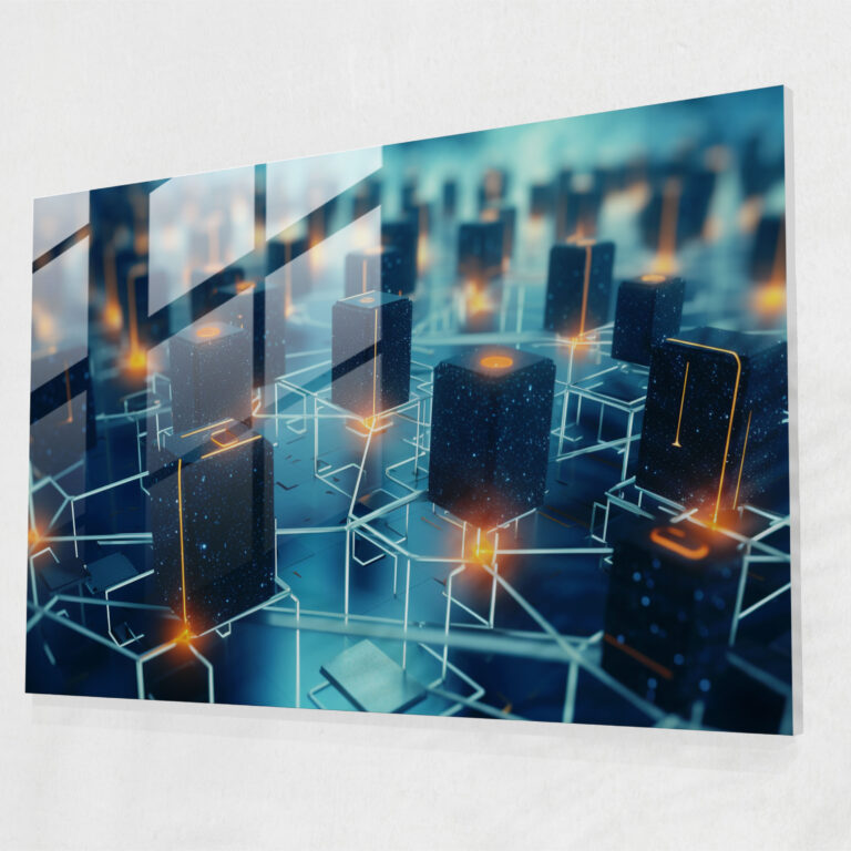 Blockchain Modern Art - Blockchain, Realistic 3D Rendering, Glass Art, Essence Of Blockchain