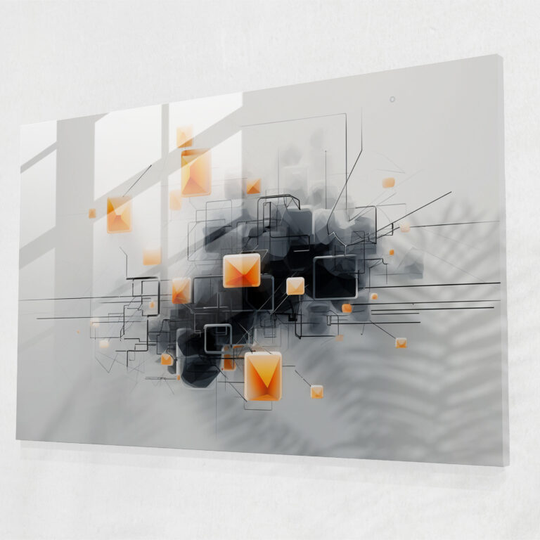 Blockchain Modern Art Print - Blockchain, Digital Painting, Monochromatic Color Scheme, Contemporary Decor