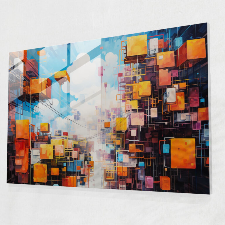 Blockchain Glass Print - Blockchain, Glass Print, Home Decoration, Floating Buildings