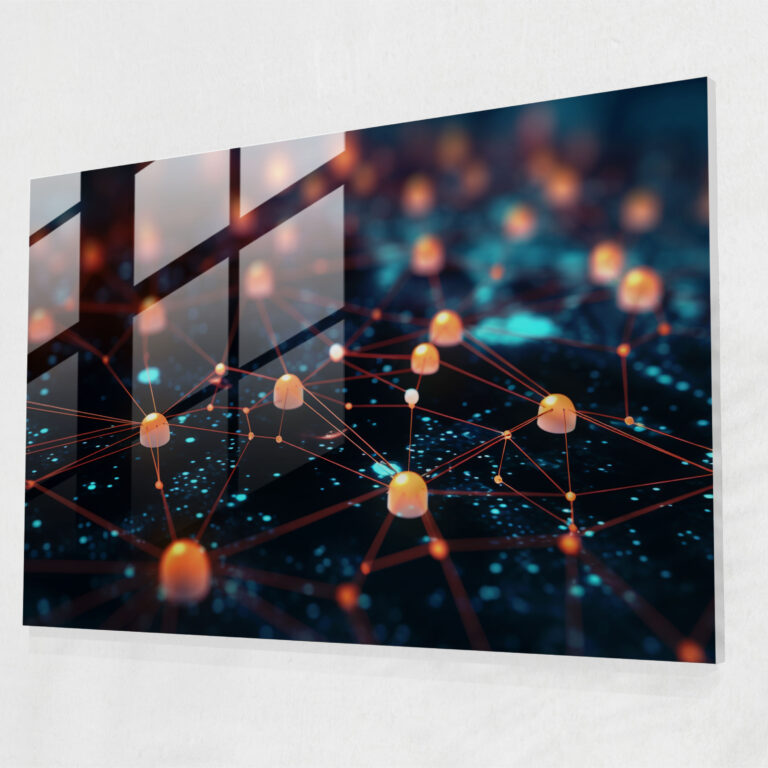 Secure Blockchain Glass Wall Art - Blockchain, Home Decoration, Wall Decoration, Glass Art