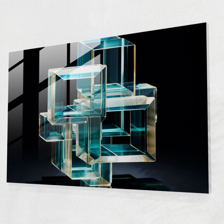 Geometric Blockchain Glass Art - Blockchain, Blockchain, Wall Decoration, Glass Print