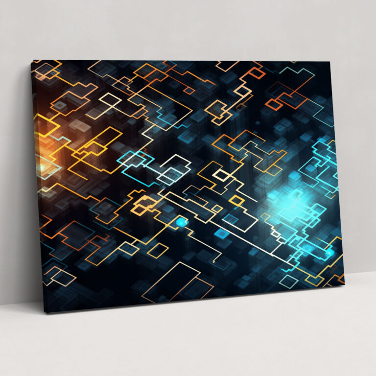 Blockchain Wall Decoration - Blockchain, Intricate Patterns, Canvas, Digital Illustration
