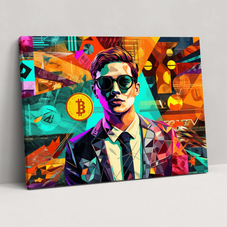 Blockchain Pop Art Canvas Print - Blockchain, Cryptocurrency Logos, Canvas Wall Art, Blockchain