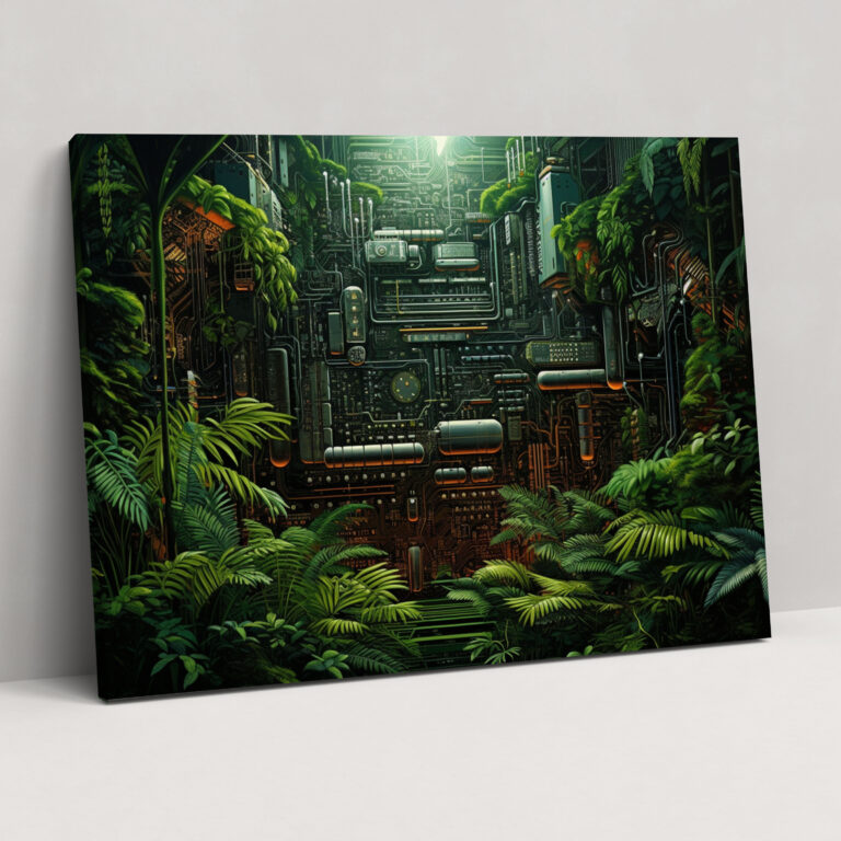 Digital Nature Fusion Canvas Print - Blockchain, Blockchain, Tropical Rainforest, Technology And Nature