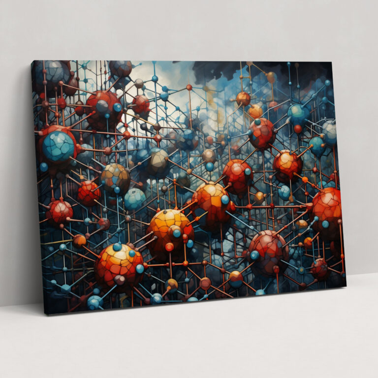 Intertwined Nodes Oil Canvas Print - Blockchain, Canvas Wall Art, Complex System, Canvas Print