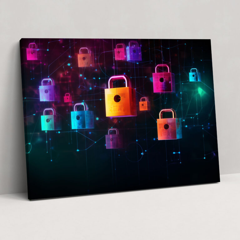 Secure Blockchain Locks Canvas Print - Blockchain, Blockchain Wall Decoration, Canvas Wall Art, Blockchain Wall Art