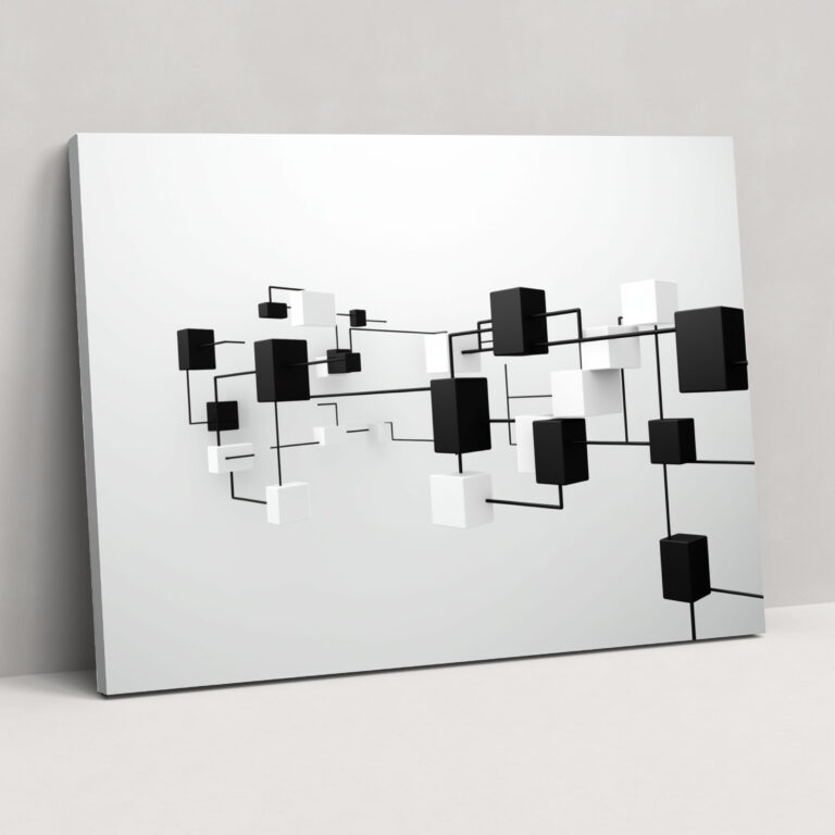 Blockchain Interconnected Blocks Canvas Print - Blockchain, Wall Art, Wall Decoration, Home Decoration
