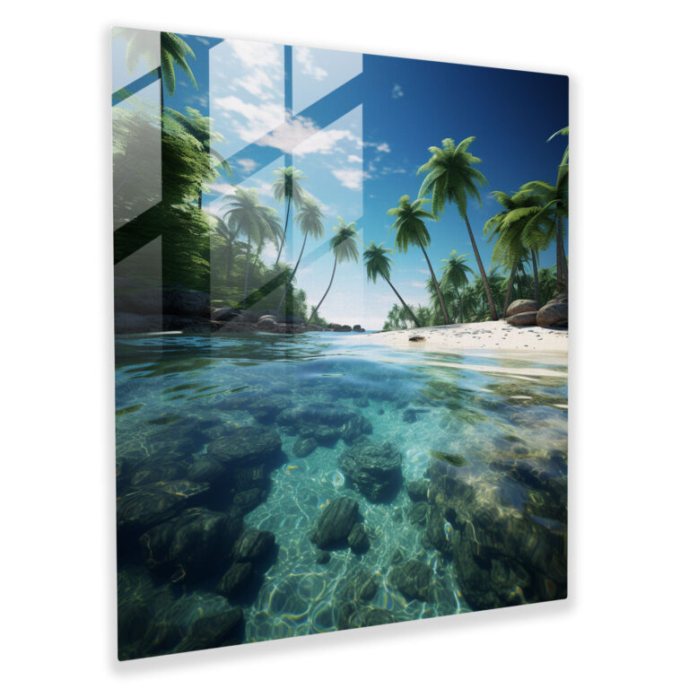 Tropical Paradise Glass Print - Beach, Modern Art, Beach, Glass Wall Art