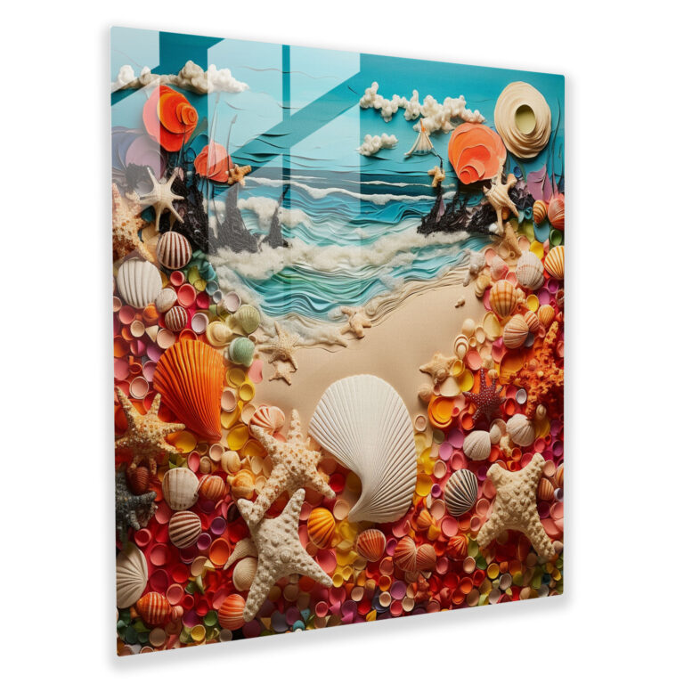 Colorful Beach Collage Glass Print - Beach, Landscapes, Glass Wall Art, Glass Print