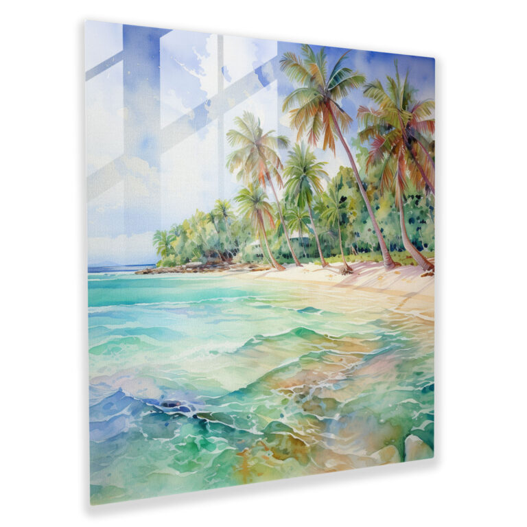 Beach Paradise Glass Print - Beach, Glass Wall Art, Glass Print, Modern Art