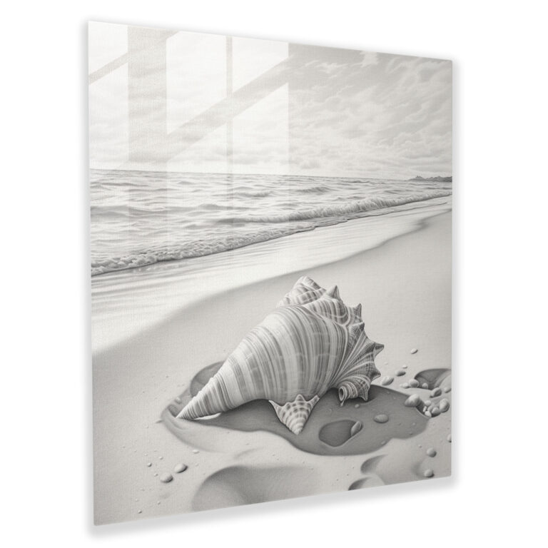 Seashell Serenade Glass Print - Beach, Glass Art, Home Decoration, Beach Theme