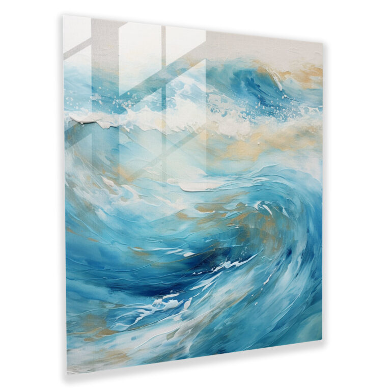Coastal Waves Glass Print - Beach, Modern Art, Glass Print, Abstract Painting