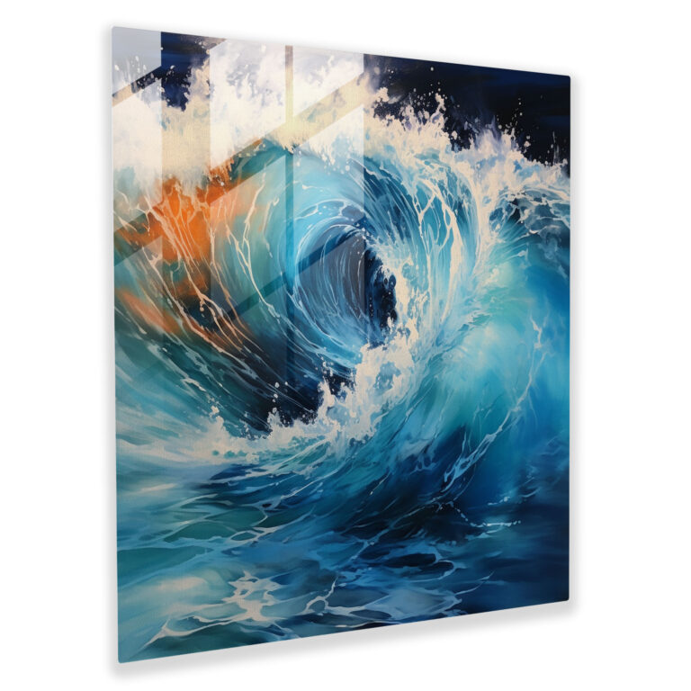 Beach Waves Glass Print - Beach, Wall Decoration, Ocean Waves, Contemporary