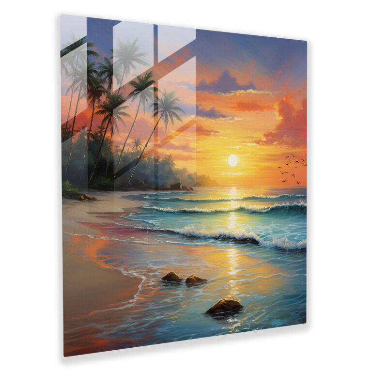 Tranquil Beach Glass Print - Beach, Home Decoration, Beach, Gentle Waves