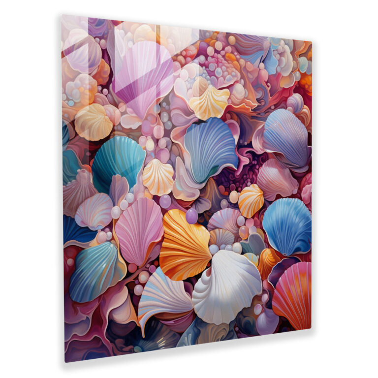 Seashell Fusion Glass Print - Beach, Modern Art, Beach, Abstract Patterns