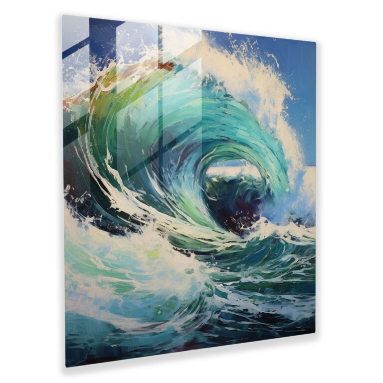 Crashing Waves Glass Print - Beach, Glass Wall Art, Ocean Energy, Wall Decoration