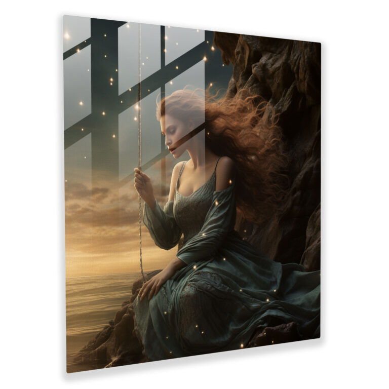 Enchanting Mermaid Glass Print - Beach, Surreal Digital Art, Glass Wall Art, Glass Print
