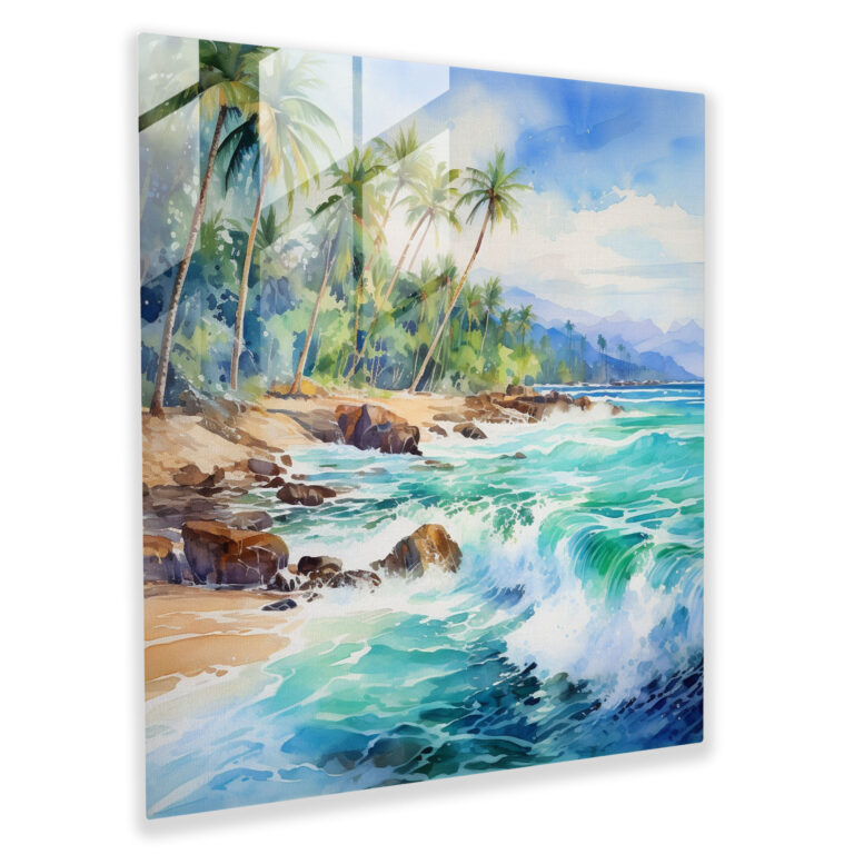 Beach Paradise Glass Print - Beach, Glass Art, Modern Art, Glass Print