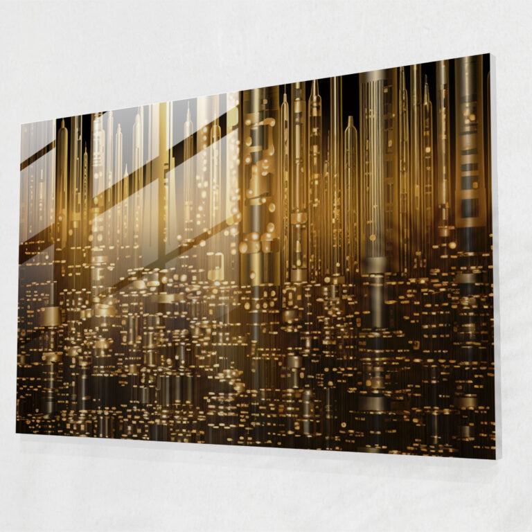 Beer Glass Wall Art - Beer, Futuristic Beer Cityscape, Home Decoration, Beer Bottles