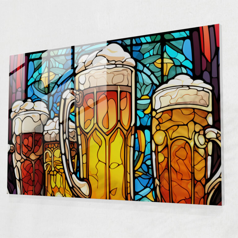 Beer Glass Art: Cheers Collection - Beer, Glass Print, Beer Mugs, Home Decoration