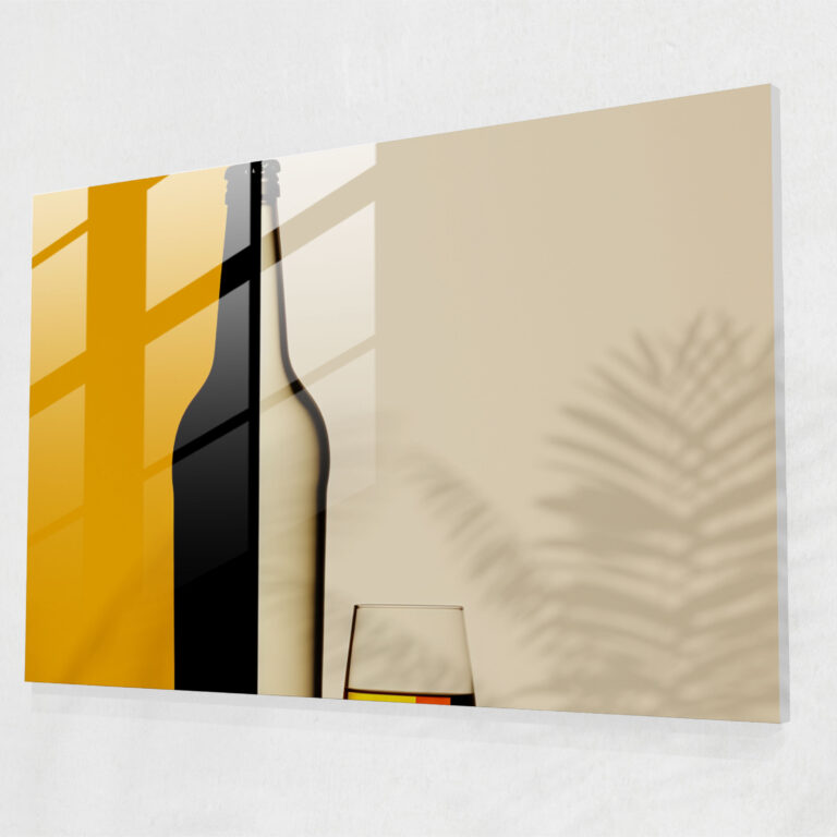 Beer Glass Wall Art: Minimalist Delight - Beer, Contrasting Colors, Minimalist Design, Modern Art