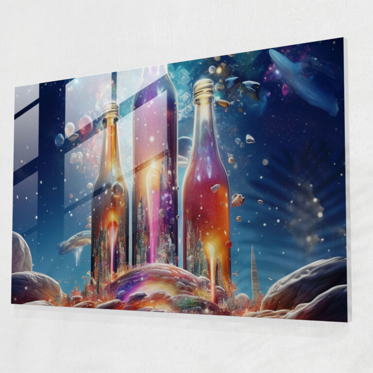 Beer Glass Print: Cosmic Brew - Beer, Home Decoration, Beer Bottles, Wall Decoration