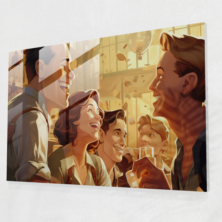 Beer Glass Wall Art - Beer, Vintage Illustration, Group Of Friends, Retro