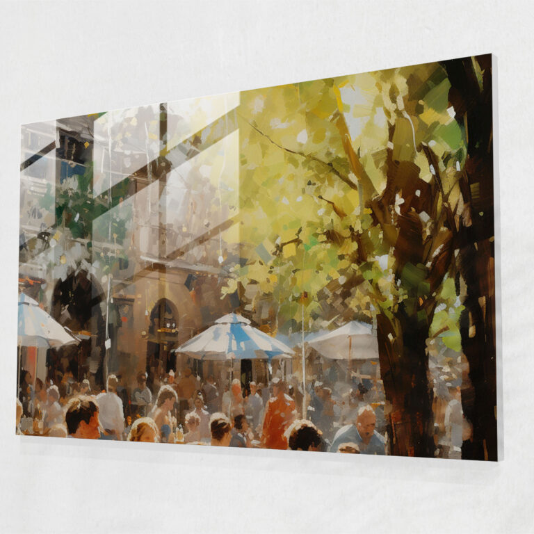 Beer Garden Glass Print - Beer, Joy, Home Decoration, Impressionist Painting