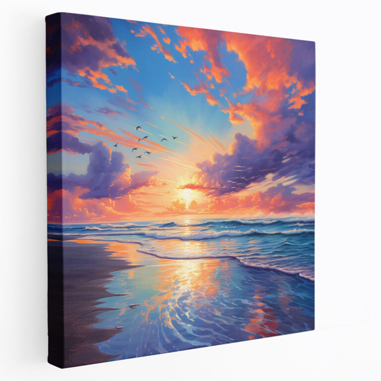 Beach Wall Art - Vibrant Sunset Canvas Print - Beach, Vibrant Colors, Canvas Wall Art, Beach