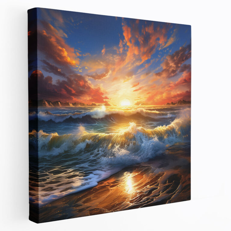 Panoramic Beach Canvas Print - Coastal Sunset Wall Art - Beach, Panoramic View, Canvas Wall Art, Home Decoration