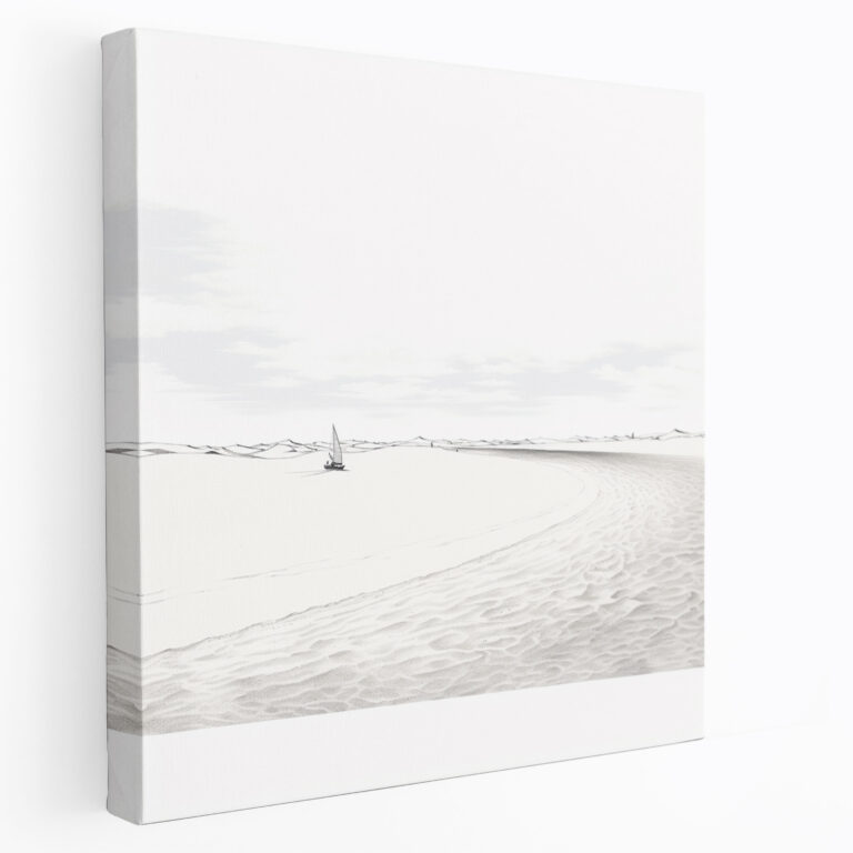 Panoramic Beach Wall Art - Beach, Home Decoration, Canvas Wall Art, Minimalist Line Drawing