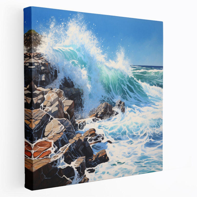 Power Of The Ocean Canvas Print - Beach, Acrylic Painting, Majesty, Focal Point