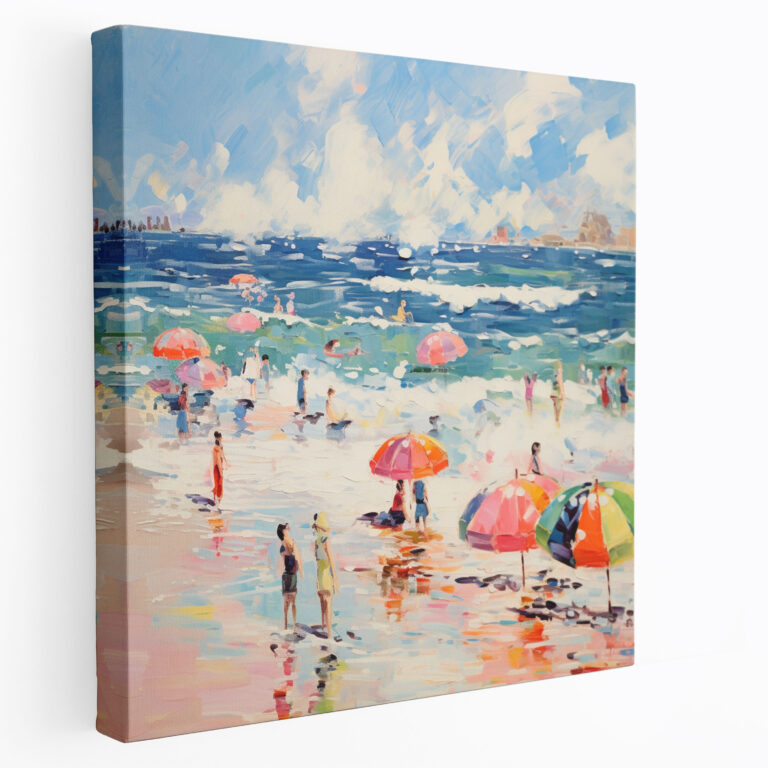 Impressionist Seaside Wall Decoration - Beach, Crashing Waves, Impressionist Artwork, Home Decoration