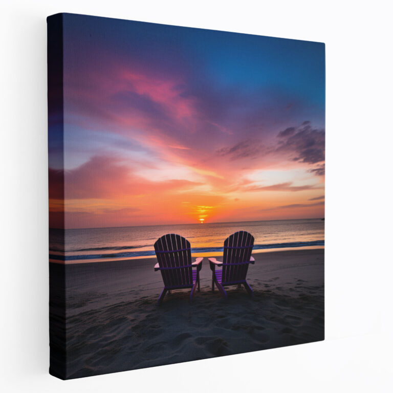 Beach Wall Art - Sunset Silhouette - Beach, Silhouette, Sunset, Purple