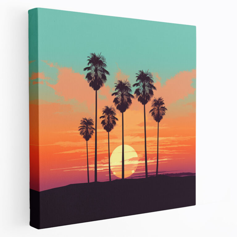 Beach Wall Art - Minimalist Palm Trees Canvas Print - Beach, Beach, Canvas Wall Art, Wall Art