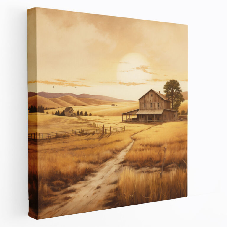 Beige Farmhouse Canvas Print - Beige, Wall Decoration, Beige Canvas Print, Rolling Hills