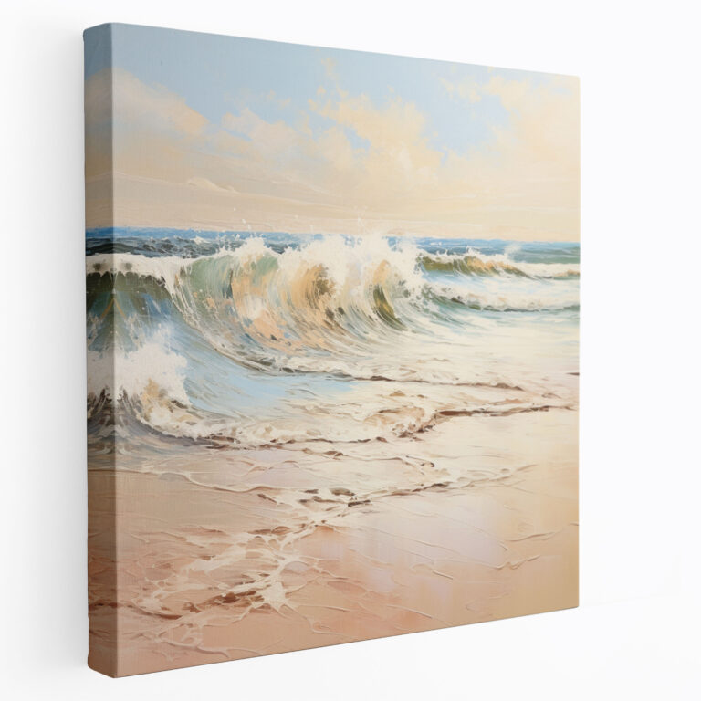 Beige Seascape Canvas Print - Beige, Relaxation, Gentle Waves, Seascape
