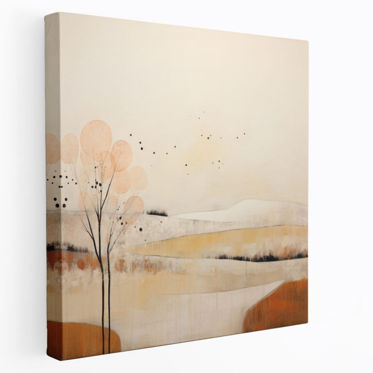 Beige Abstract Landscape Canvas Print - Beige, Wall Art, Wall Decoration, Dream-Like Hues